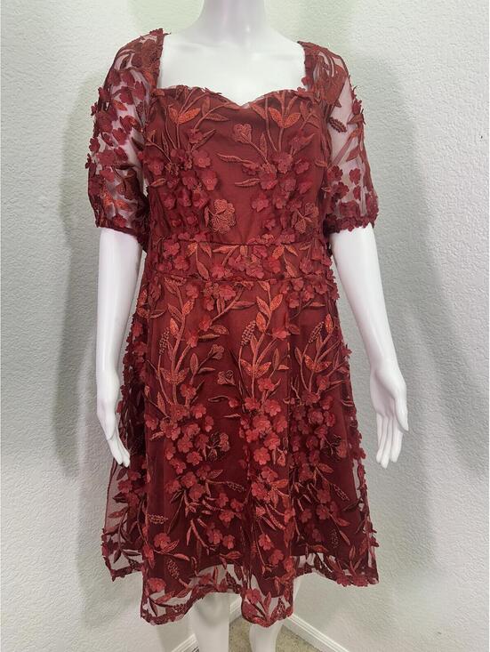 torrid Dresses & Skirts - New Sz 20 Torrid Burgundy Red 3D Flower Dress Fairycore Whimsigoth Romantic